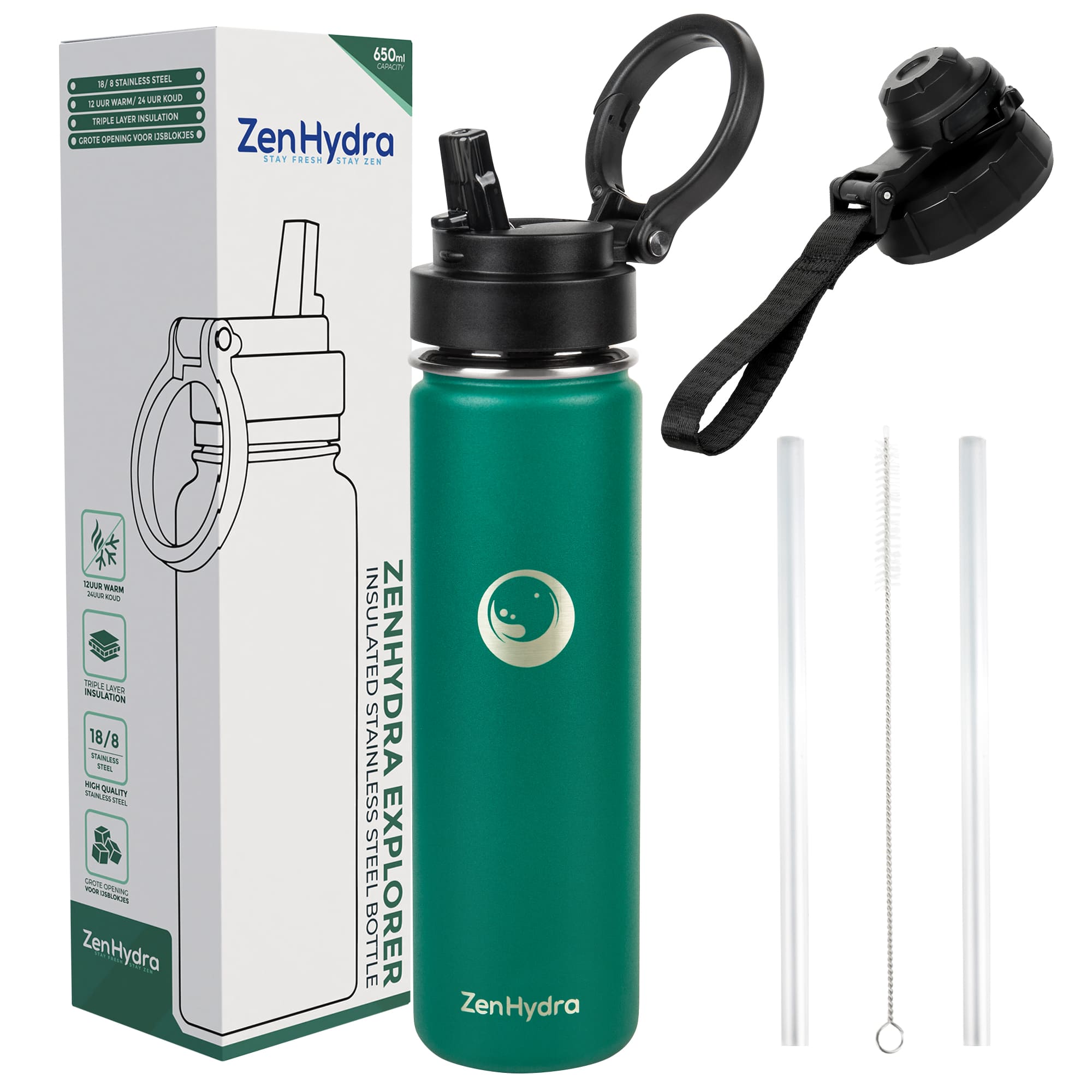 ZenHydra Explorer Drinkfles 650 ml Groen